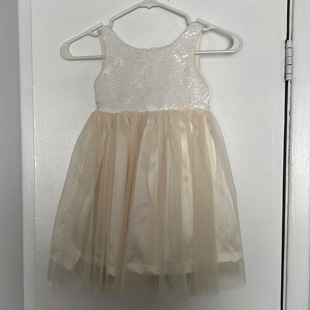 Ivory Lace Satin & Tulle Flower Girl Dress - 3T